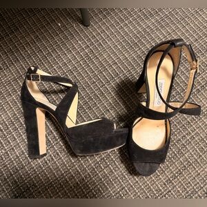 Jimmy Choo Black Suede Cross-Strap Heels
